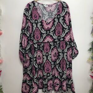 Avenue black and pink floral print blouse